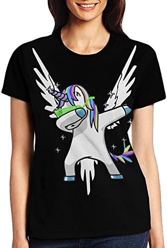 Most Fashion Maker Womens Black Tshirts Hip Hop Unicorn Dab Dance White Maverick Fly Wings Shirt