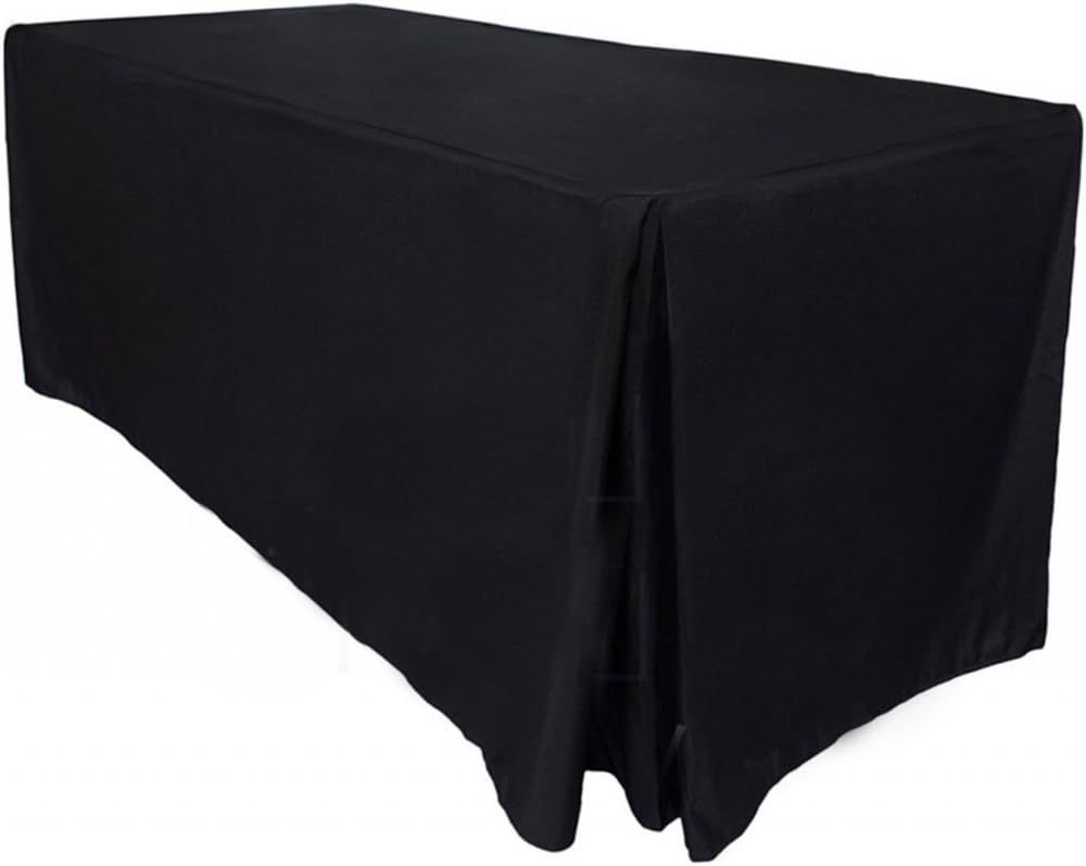 Amazon Com Linenorder 6 Foot Black Fitted Tablecloth 30 W X 72 L X 36 H Home Kitchen