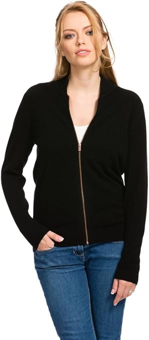 cashmere zip up cardigan