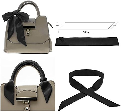 New Chic Fashion Fabric Art Decor Solid Color Scarves Lady Ribbon Tied The Bag Handle Decoration Ribbon Twilly Black