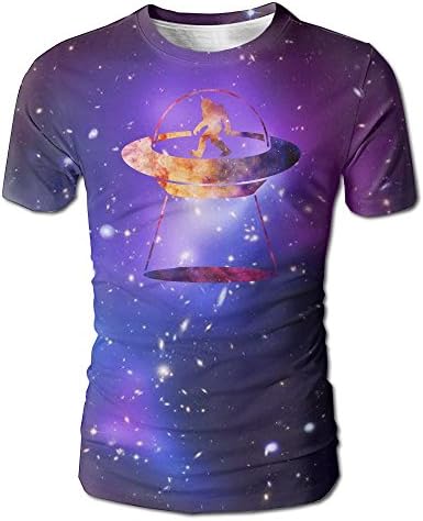 Sasquatch UFO Abduction Bigfoot Alien Vector Men's Casual Short Sleeve T-Shirts Top Tees