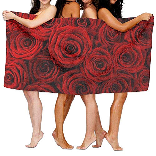 LINGDANMIAO 80 cm X 130 cm Bath Towel,Roses Rojas Wallpaper Soft Microfiber Beach Shower Towel