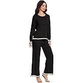 YOKGO Womens Lounge Sets Knit Long Sleeve Sweater Pajama Sets Sweatsuits 2 Piece Pant Sets Casual Tracksuit Travel Outfits