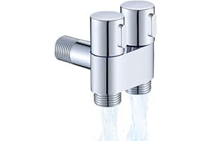 ROWPOZ 1-In-2-Out Dual Control Valve, 2023 New Bathroom Faucet Dual Handle Control Valve Universal 1-In-2-Out Washing Machine and Toilet Faucet for Bidet and Bathroom Cleaning (Silver)