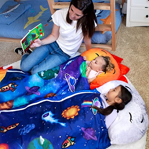 Comfort Plus Large Kids Sleeping Bag with Pillow. 2in1 Kid Sleeping