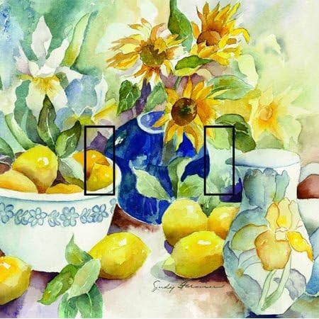 Lemon Table Double Toggle SwitchStix Peel and Stick Switch Plate Cover Décor - 2 Units