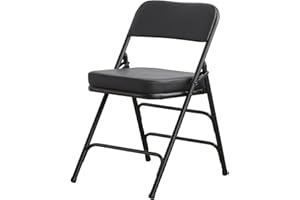 KAIHAOWIN Folding Chairs with Ultra Thick Padded Seat Foldable Chair Indoor Comfortable Metal Chairs with Soft Cushion Black