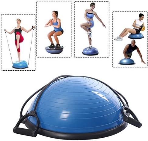 New Yoga Ball Balance Trainer Yoga Fitness Strength Exercise Workout w/Pump Blue
