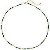MEVECCO Dainty Gold Choker Necklace for Women 18K Gold Plated Irregular Mixed Beaded Choker Necklace for Her Jewelry Gift