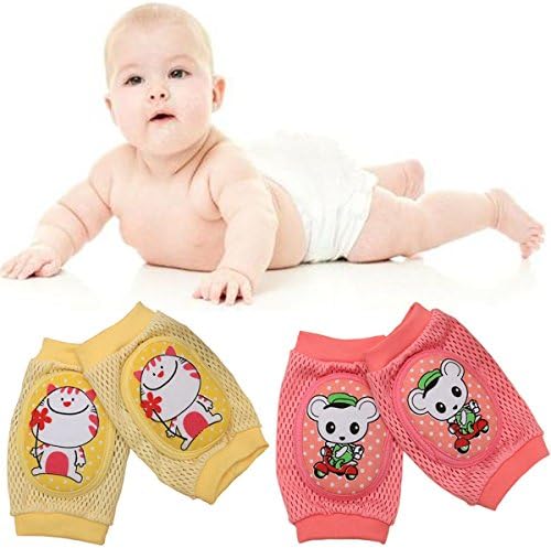 Pro1rise 2 Pairs Infant Baby Crawling Knee Pads Breathable Adjustable Kneepads Knee Elbow Pads Arm Pads Safety Protector For 9-24 Months Toddler Boys&amp;Girls