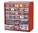 Stack-On DSR-27 27 Bin Plastic Drawer Parts Storage Organizer Cabinet, Red