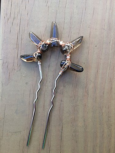 Smokey Quartz Hair Stick, crystal chopstick, hair fork