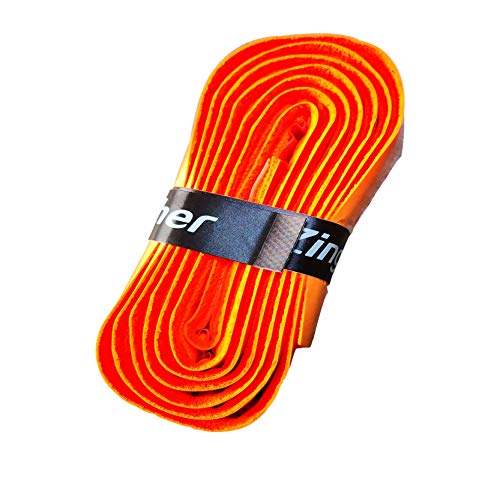 2-Pack of Zingther Tacky Premium Rubbery PU Leather Replacement Grips for Tennis Racket, Badminton Raquet, Racquetball Racquet, Pickleball Paddle Handle, Bat Grip and Squash Racket (Orange, 2 Grips) - Thumbnail 3