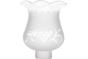 B&P Lamp 1 5/8 Inch Fitter Colonial Style Frosted and Etched Design Glass Lamp Shade for Vintage and Antique Style Globes