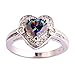 Psiroy 925 Sterling Silver Created Rainbow Topaz Filled Heart Shaped Halo Promise Ring Size 8