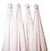 SwaddleDesigns Cotton Muslin Swaddle Blankets, Set of 4, Pastel Pink Butterfly Fun