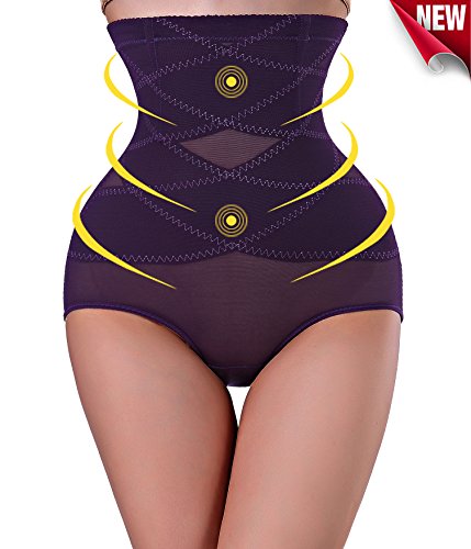 Invisable Strapless Heat Retention Body Shaper Waist Tummy Control Butt lifter (XL, Purple)
