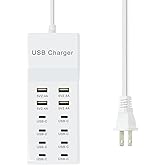 USB C Power Strip, 12-Port USB Charging Station 4 USB-A Ports and 8 USB-C Ports Multiple USB Charging Block Compatible with iPhone 15/14/13/13pro max 12/12/12 Mini/12Pro/12Pro, Tablet PC, Smartphone