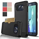 Samsung Galaxy S6 Edge+ / Plus Case, AnoKe[Card Slots Holder][Not Wallet] Hard Silicone Rubber Hybrid Armor Shockproof Protective Case For Samsung Galaxy S6 Edge Plus G928 KLS Black
