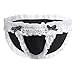 FEESHOW Men's Bowknot Sissy Maid Floral Lace Bikini Briefs Low Waist Panties Underwear Black Large (Waist 30.0-55.0