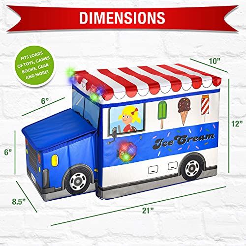 Junior size Toy box for kids, KAP Decorative ice cream truck storage