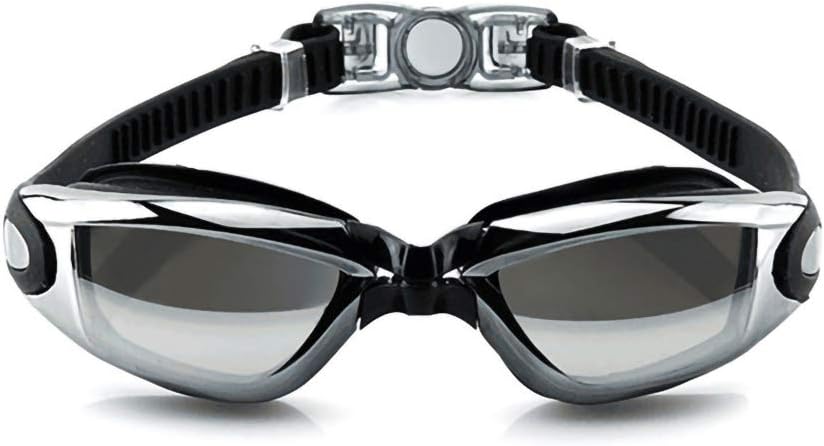 Emoly Swim Goggles, Swimming Goggles No Leaking Anti Fog Uv Protection Triathlon Swim Goggles with Free Protection Case for Adult Men Women Youth Kids Child-Plating Black
