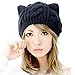 Polytree Women's Knit Cat Ears Beanie (Black)