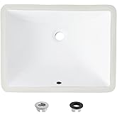 Stylish Bathroom Sink 18 1/4 Inch Ceramic Porcelain Rectangular Undermount Bathroom Sinks Shiny Enamel Glaze Finish with Chro