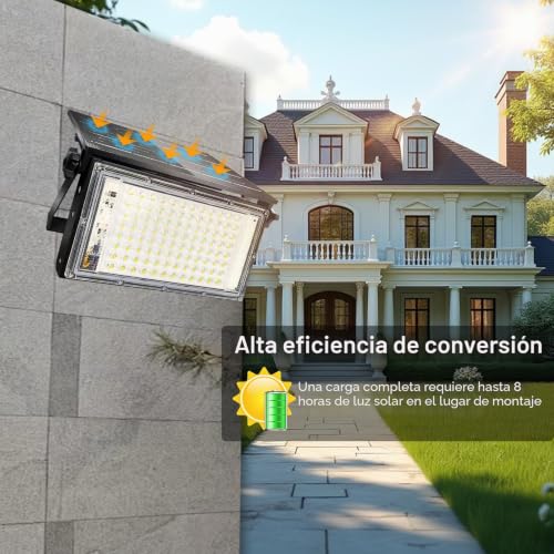 CREATESTAR Outdoor Solar Spotlight 100W, Super Bright Outdoor Solar Light with Remote Control, IP65 Waterproof Solar Lamps for Garden, Patio, Garage