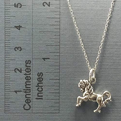 Prancing Horse Charm Necklace - 925 Sterling Silver, 18" - Thumbnail 4