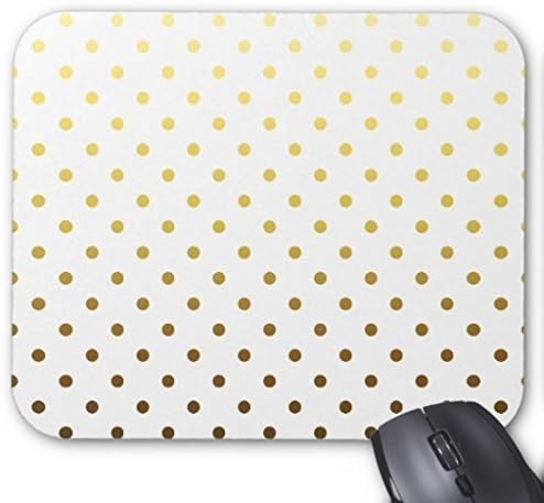 URDesigner White Gold Polka Dot Mouse Pad 7 x 9 inch