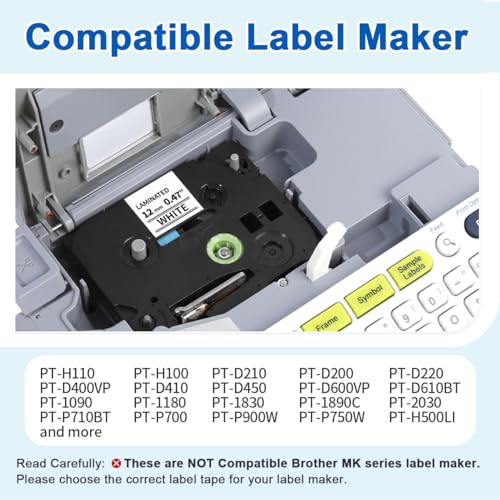 10 Pack Replace for Brother TZe-231 P Touch Label Maker Tape TZe TZ Tape 12mm 0.47 Laminated White TZe231 Compatible with Brother Ptouch PTH110 PT-D210 PTD600 PTD400AD PT-1290 Label Makers