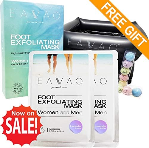 NEW Exfoliating Foot Peel Mask - 2 Pairs Foot Mask Plus a FREE Soaking Spa Kit - Peeling away Calluses & Dead Skin for soft touch baby feet - Dry Feet Treatment - 2 Pack Pedicure Booties - Lavender
