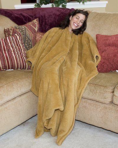 Ultra Cuddle - Shawl Blanket w-Feet Pockets/Caramel: Patent Approved