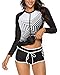 Wolddress Womens Long Sleeve Rashguard Swimsuit Sport Swimwear Tankini Set