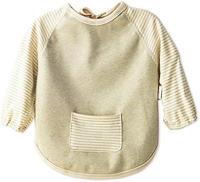 Yoyosoudou Unisex Baby Bib Super Waterproof with Sleeved and Pocket Reusable Infant Smock Apron (6-9 Months, Light Green Style1)