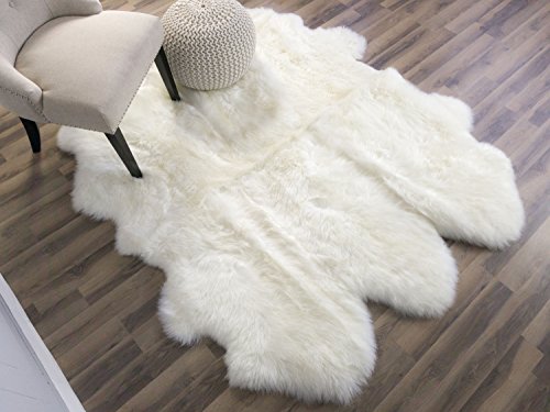 Genuine Australian Super-Soft Sheepskin Rug Large Six Pelt Natural Non-Dyed Fur, Approx. 5ft. x 6ft.