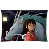 Custom Japanese Anime Cartoon Spirited Away Chihiro and Dragon Rectangular Pillow Case 20x30 Inches Creative Personalized Pillowcase Bedding Pillow Slips
