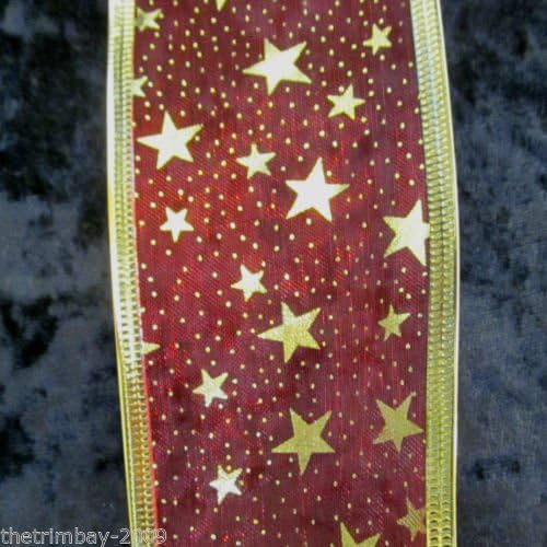 Luxury Wire Edged Organza Christmas Ribbon 2.5" Wide - 2 metres - Free UK Post DES2