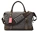Canvas Genuine Leather Trim Travel Tote Duffel Bag Weekender Overnight Bag