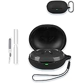 Case for SoundPEATS C30 Earbuds 2025 New, WUNIAK Soft Silicone Protective Portable Scratch Shock Resistant Shell with Cleaner Kit & Carabiner & Lanyard for SoundPEATS C30,Black