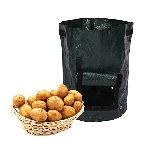 Outdoorfly Grow Bags 2-Pack 7 Gallon Potato Planter Grow Bags Indoor Grow Bags with Access Flap Raised Garden Bed for Planting Vegetables, Taro, Radish, Carrots, Onions(2PCS 7 Gal)
