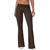 COPYLEAF Flare Leggings for Women Fold Over Yoga Pants Stretch Bell Bottom Y2K Lounge Casual Sweatpants
