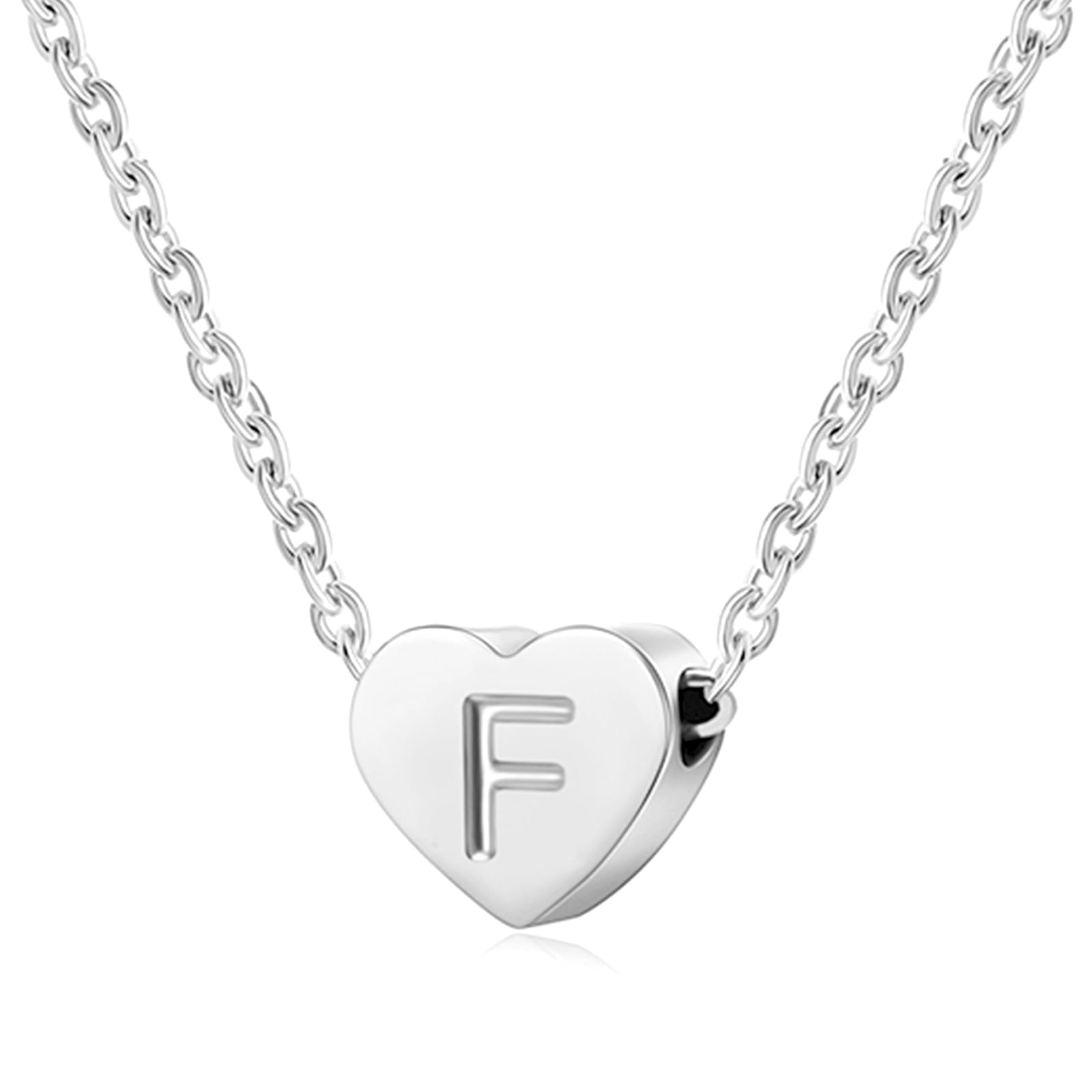 AFSTALR Silver Necklaces for Women Heart Initial Letter F Pendant Necklace Personalized Tiny Capital Alphabet Choker Chain Birthday Jewellery Gifts for Girls Girlfriend Wife Lady
