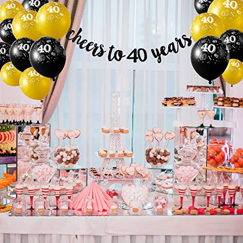 Gejoy-Black-Cheers-to-40-Years-Banner-40-Years-Old-Birthday-Banner-and-40-Pieces-Birthday-Balloons-for-40th-Birthday-Celebration-Party-Decorations