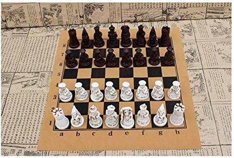国際チェス駒フルセット 漫画のキャラクターボードゲームポータブル樹脂チェスボードトレーニングティーンエイジャーギフト パズルエンターテイメントパーティー