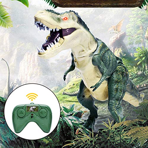 Sikye RC Toy 2.4G Remote Control Electric Dinosaur Toy with Glowing Red Eyes Open Mouth and Real Movement Kids Educational Toy