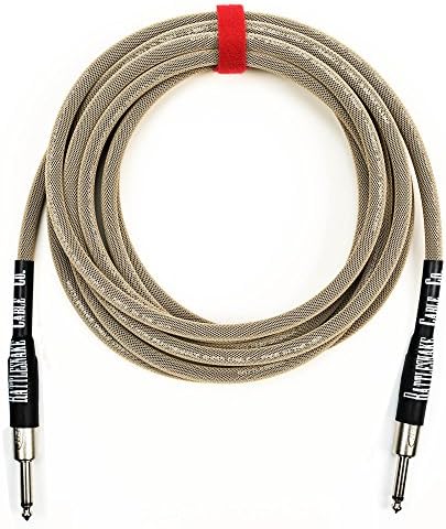Rattlesnake Cable - 15 Foot Standard Dirty Tweed Guitar Instrument Cable Straight to Straight 1/4-Inch plugs