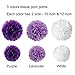 Wartoon 43 Pcs Paper Pom Poms Flowers Tissue Balloon Tassel Garland Polka Dot Paper Garland Kit for Birthday Wedding Party Decorations - Purple and Lavender，White for Mother's Day