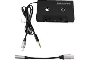 Wisoqu Car Cassette to Aux Adapter, Stereo 4 Channel Output, Cassette Tape Aux Adapter Converter with 3.5mm Type C Auxiliary 